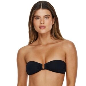 NWT Gottex Flirtt Bandeau Bikini Top Adjustable Removable Straps Black - Size XS